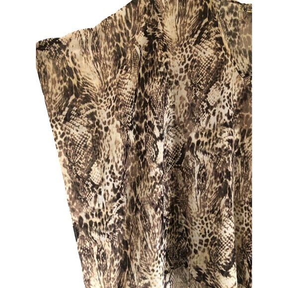 Show Me Your MuMu Womens Brown Python Snake Sheer Vneck Tunic Top Size Small - Picture 2 of 4